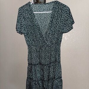 SHEIN Black Floral V-Neck Blouse